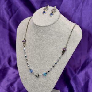 Set: Minđuše od lapis lazulija i ogrlica sa plavim Andara kristalom i srebrom | Unikatni nakit