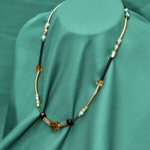 Energetska ogrlica od amazonita, hematita u pozlati, citrina i turmalina | Unikatni nakit