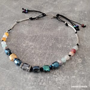 Unikatna Boho ogrlica od jaspisa, ahata i austrijskog kristala - ručno rađen nakit
